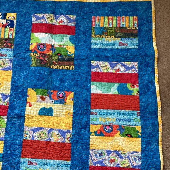 Elmo Sesame Street Handmade Baby Boy Toddler Quilt Comforter Blanket Bedding - Picture 3 of 8